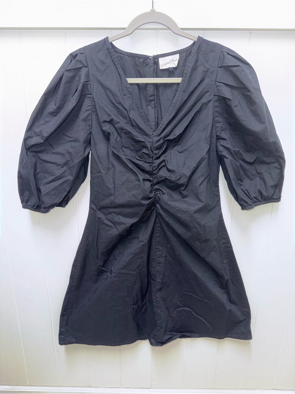 Universal Thread Black Ruched Puff Sleeve Mini Dress Size 10